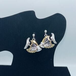 Silvertone & Goldtone Pierced Ear Post Back Fish Earrings